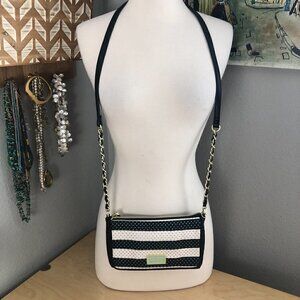 Vintage 80s 90s BETSY JOHNSON Crossbody Bag Black & White Polka Dot & Stripe